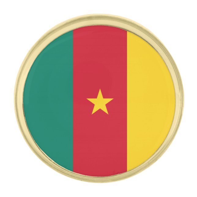 Patriotic Cameroon Flag Gold Finish Lapel Pin (Front)