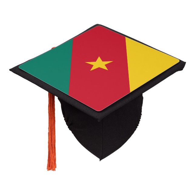 Patriotic Cameroon Flag Graduation Cap Topper (Angled)