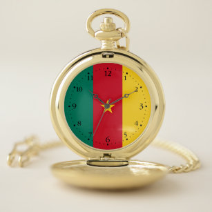 Patriotic Cameroon Flag Pocket Watch