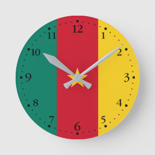 Patriotic Cameroon Flag Round Clock