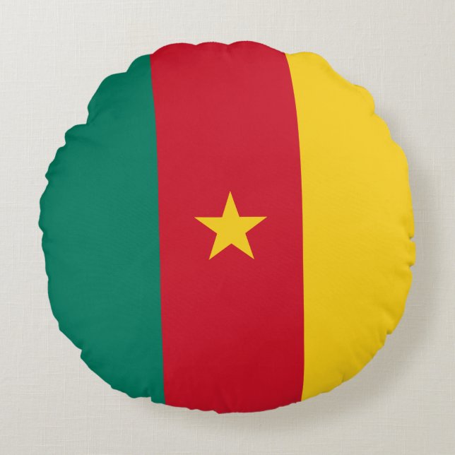 Patriotic Cameroon Flag Round Pillow (Front)