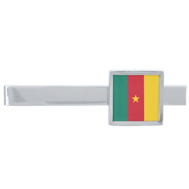 Patriotic Cameroon Flag Silver Finish Tie Bar (Front)