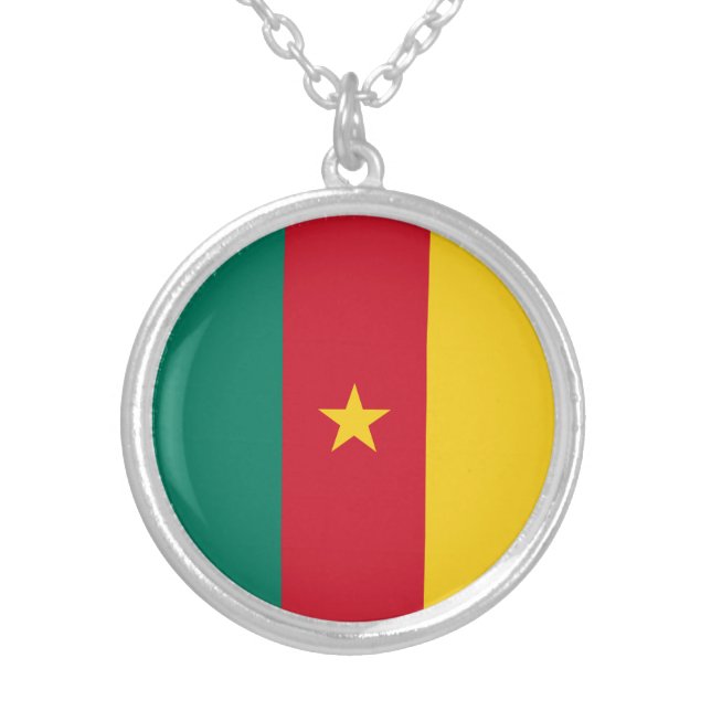 Patriotic Cameroon Flag Silver Plated Necklace (Front)