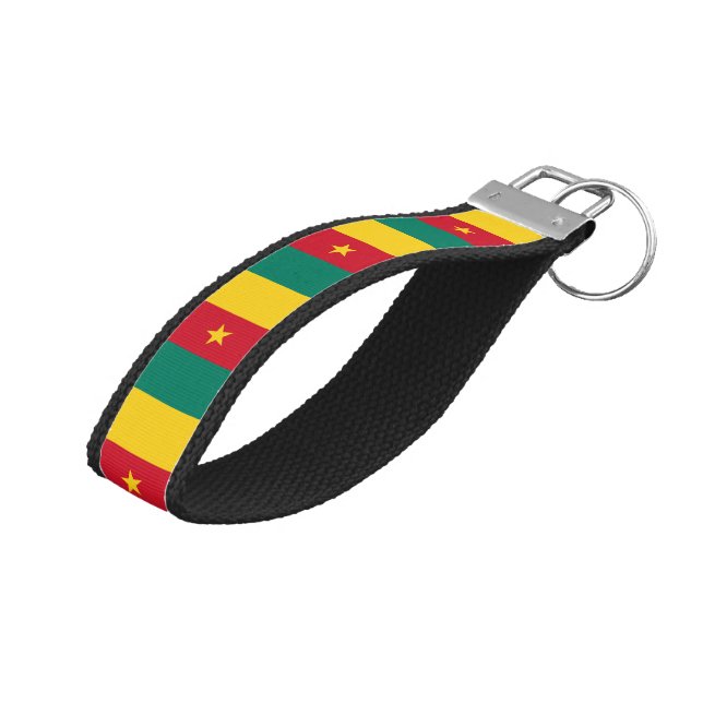 Patriotic Cameroon Flag Wrist Keychain (Angled Up)