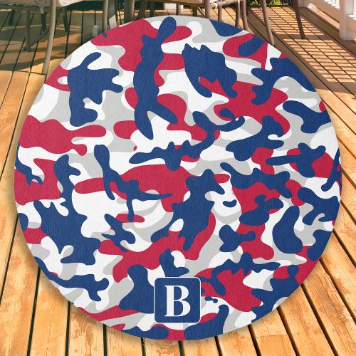 Patriotic Camo Personalized Monogram Camouflage Outdoor Rug