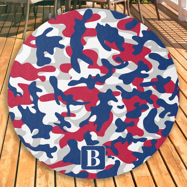 Patriotic Camo Personalized Monogram Camouflage Outdoor Rug (Creator Uploaded)
