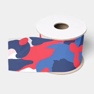 Patriotic Camo Red White Blue USA Freedom Military Grosgrain Ribbon