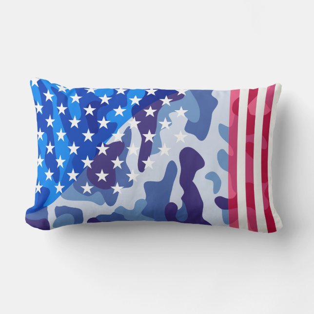 Patriotic camouflage pattern lumbar pillow (Front)