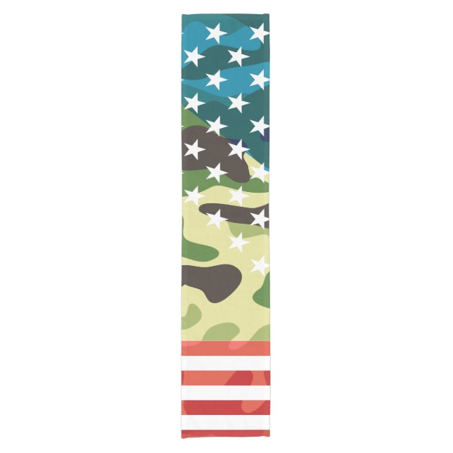 Patriotic camouflage pattern short table runner (Front)