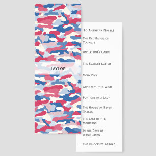 Patriotic Camouflage Personalized Reading List Bookmarks