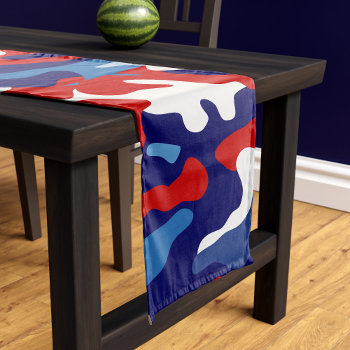 Patriotic Camouflage Red White And Blue Camo Short Table Runner by watermelontree at Zazzle