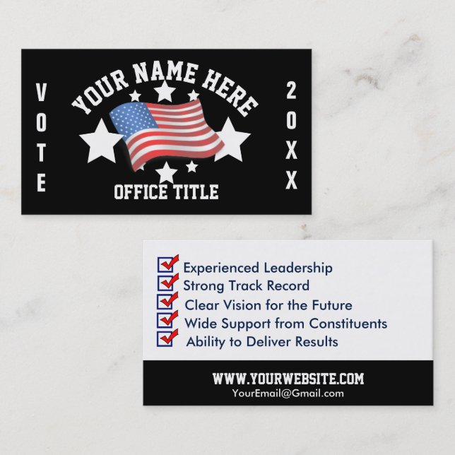 Patriotic Campaign Template Business Card (Front/Back)