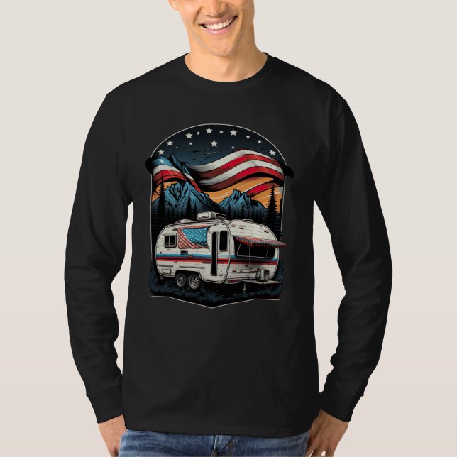 Patriotic Camping And Caravan Adventure USA  1 T-Shirt (Front)