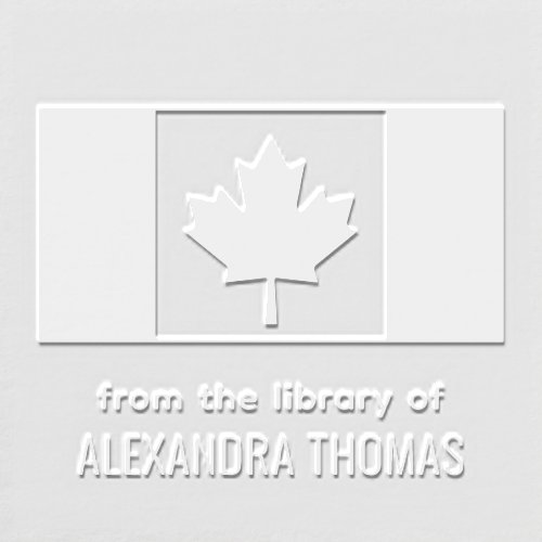 Patriotic Canada Canadian Flag Library Book Name Embosser