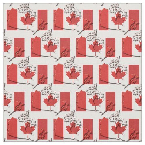 Patriotic CANADA FLAG Map Outline Fabric