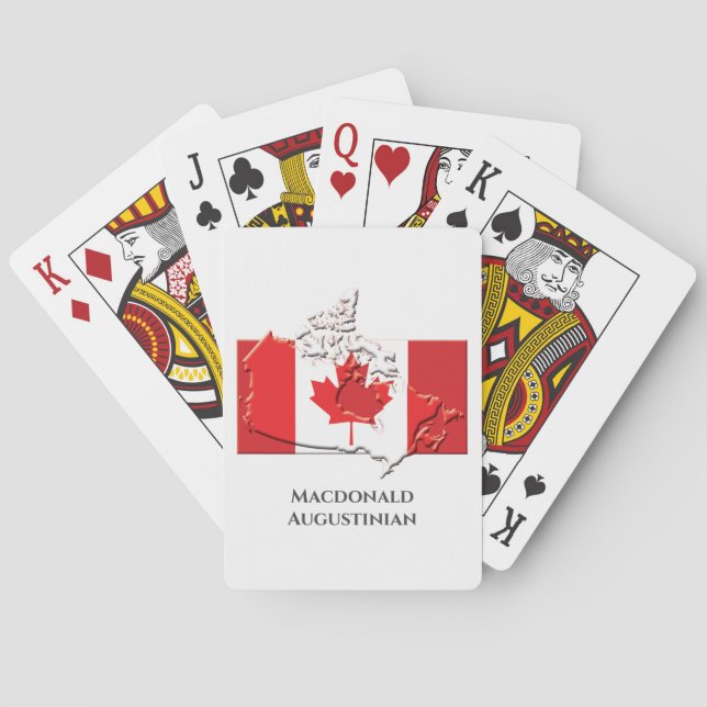 Patriotic CANADA FLAG MAP Personalized Poker Cards (Back)