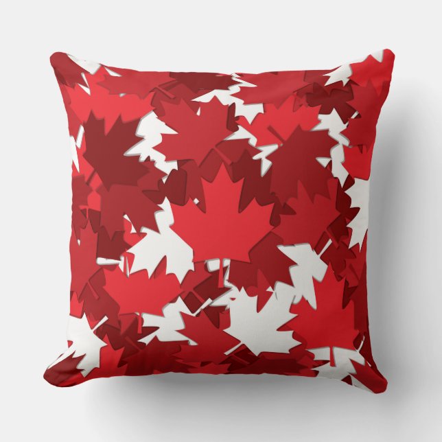 Patriotic Canada Flag Maple Leaf Pattern Throw Pillow (Front)