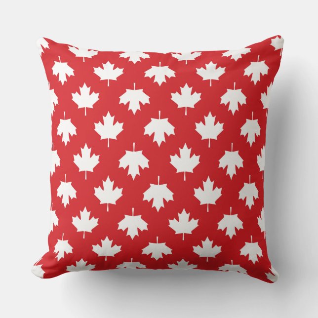 Patriotic Canada Flag Maple Leaf Throw Pillow (Front)