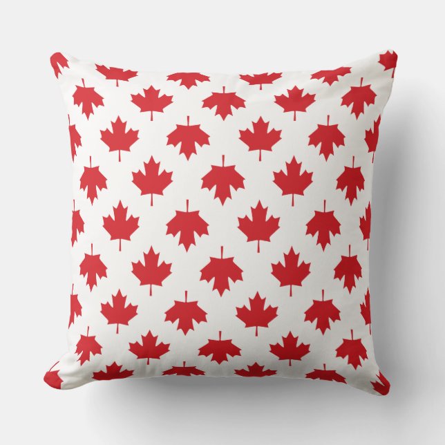Patriotic Canada Flag Maple Leaf Throw Pillow (Front)