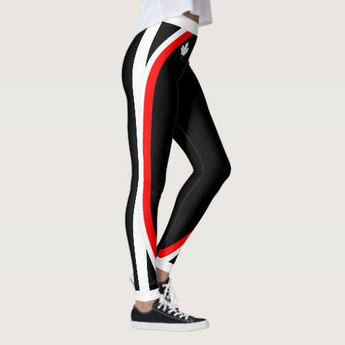 Patriotic Canada Maple with Name and Side Stripes Leggings