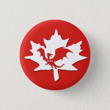 Patriotic Canadian Dragon Red Button by erinphotodesign at Zazzle