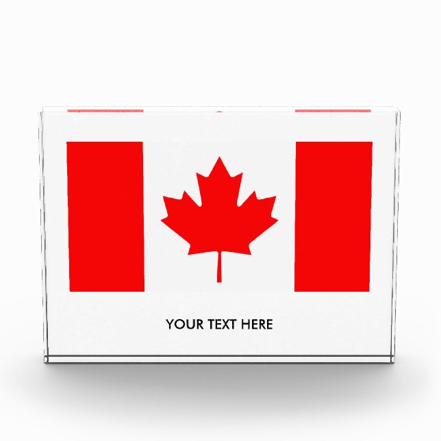 Patriotic Canadian flag custom award block (Front)