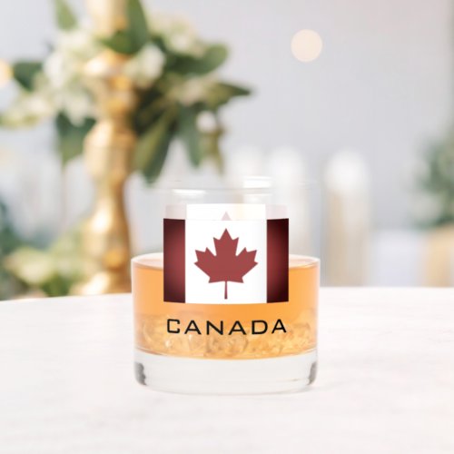 Patriotic Canadian flag custom whiskey drink glass