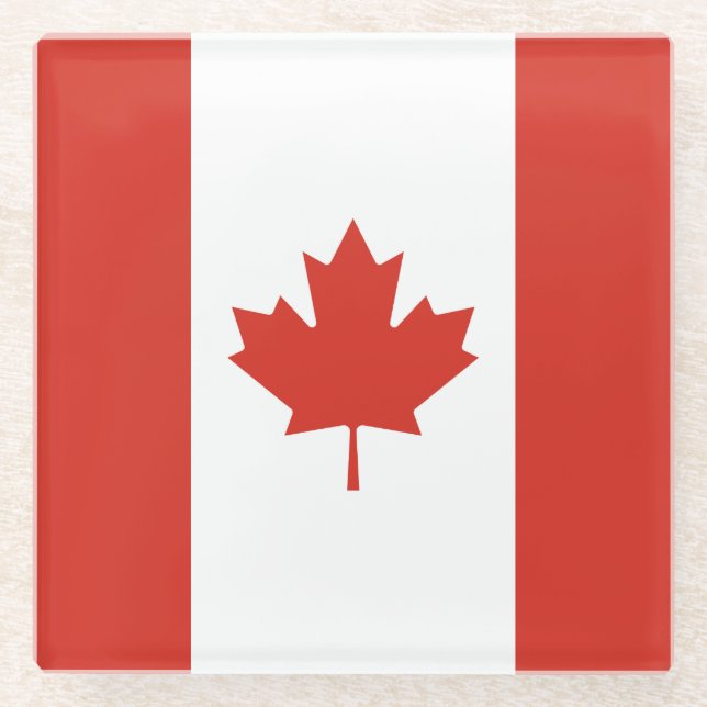 Patriotic Canadian Flag Glass Coaster (Front)