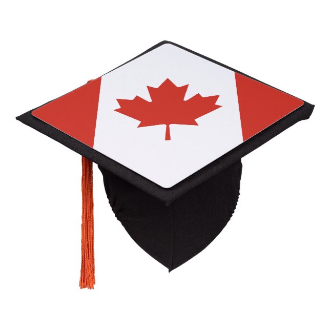 Patriotic Canadian Flag Graduation Cap Topper (Angled)
