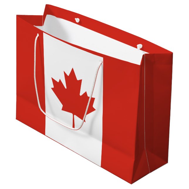 Patriotic Canadian Flag Large Gift Bag (Front Angled)