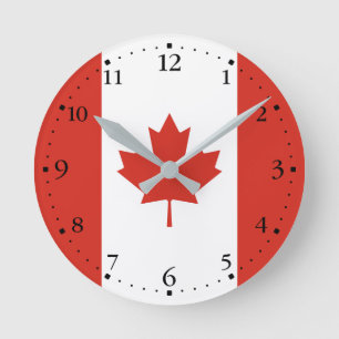 Patriotic Canadian Flag Round Clock