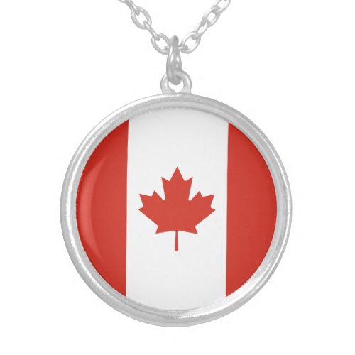 Patriotic Canadian Flag Silver Plated Necklace