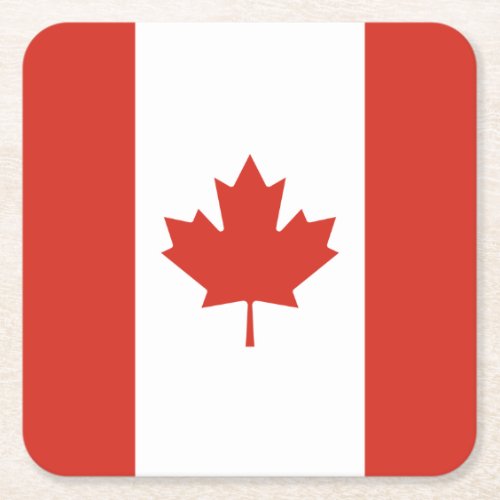 Patriotic Canadian Flag Square Paper Coaster