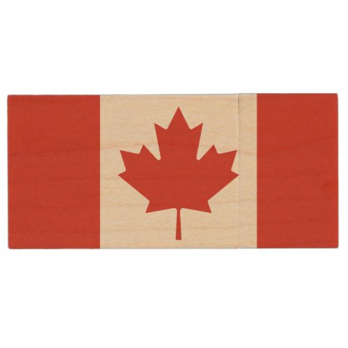 Patriotic Canadian Flag Wood Flash Drive