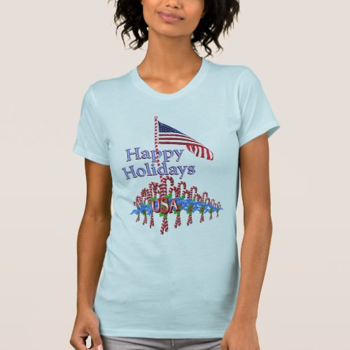 Patriotic Candy Canes Christmas T_Shirt