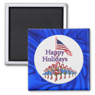 Patriotic Candy Canes Holiday Magnet