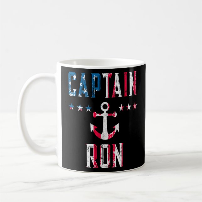 Patriotic Captain Ron Us Flag 4Th Of July Boating  Coffee Mug (Left)