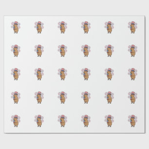 Patriotic Capybara Ice Cream Fireworks Shirt Desig Wrapping Paper
