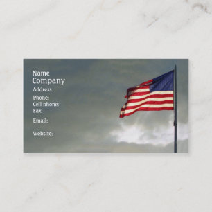 Patriotic Card, American Flag at sunset, blue sky Business Card