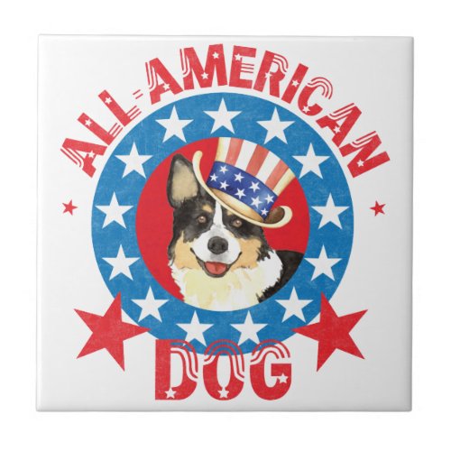 Patriotic Cardigan Welsh Corgi Tile