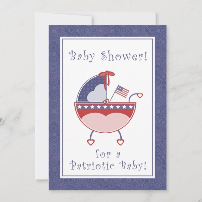 Patriotic Carriage Baby Shower Invitation (Front)