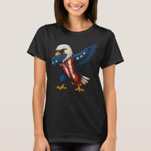Patriotic Cartoon Dabbing Bald Eagle 4th of July T-Shirt