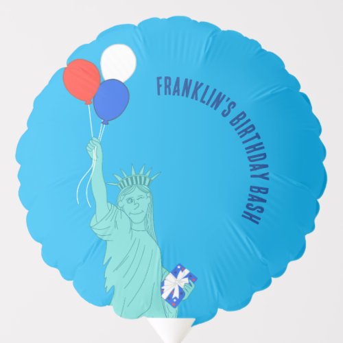 Patriotic Cartoon Statue of Liberty Birthday Party Balloon