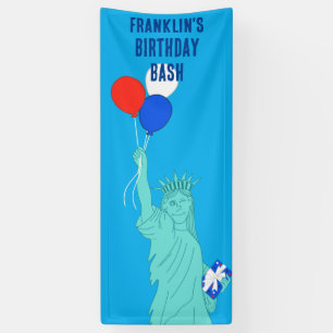 Patriotic Cartoon Statue of Liberty Birthday Party Banner
