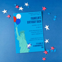 Patriotic Cartoon Statue of Liberty Birthday Party