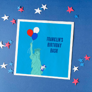 Patriotic Cartoon Statue of Liberty Birthday Party Napkins