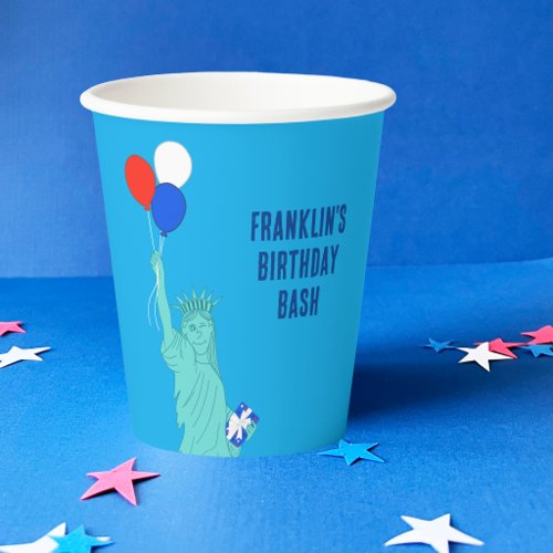 Patriotic Cartoon Statue of Liberty Birthday Party Paper Cups