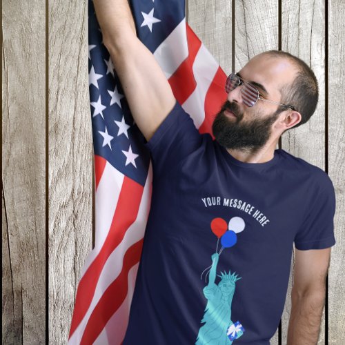 Patriotic Cartoon Statue of Liberty Birthday Party T-Shirt