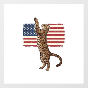 Patriotic Cat American Flag Vintage Vector Design_ Floor Decals