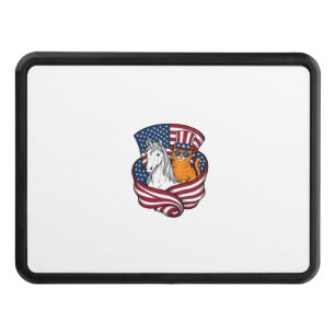 Patriotic Cat and Unicorn Vintage Vector Design_1 Hitch Cover